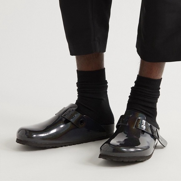 Rick Owens x Birkenstock Boston Patent Leather Clogs EU 45 US 12 Oil Slick